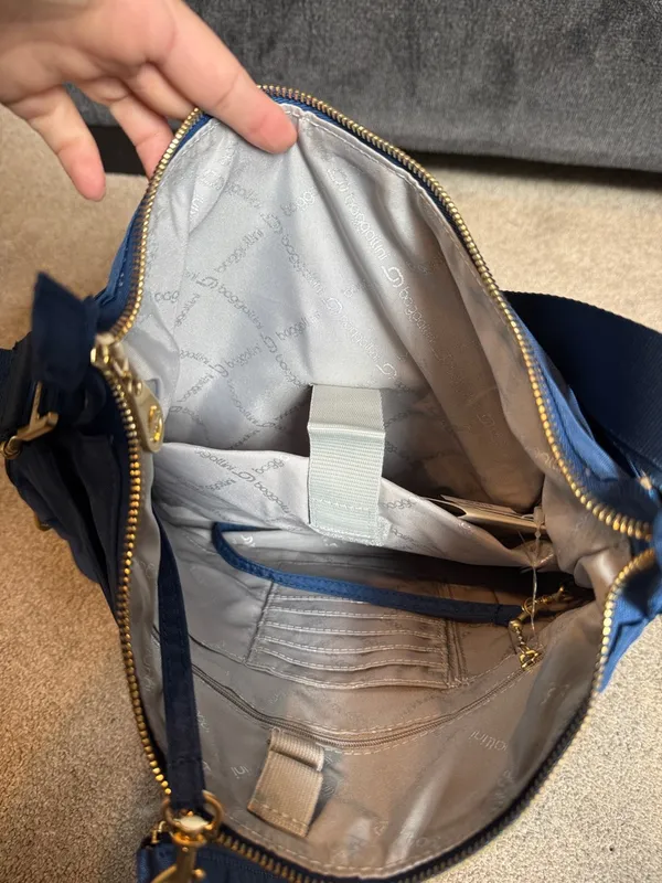 Baggallini Blue Nylon Helsinki Zipper Top Crossbody Bag - Image 6