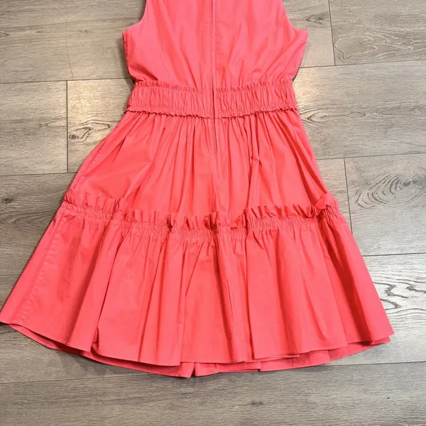 Lilly Pulitzer Dress Size 2 Elina Stretch‎ Sleeveless Ruffle Pocket Coral Spritz - Image 5