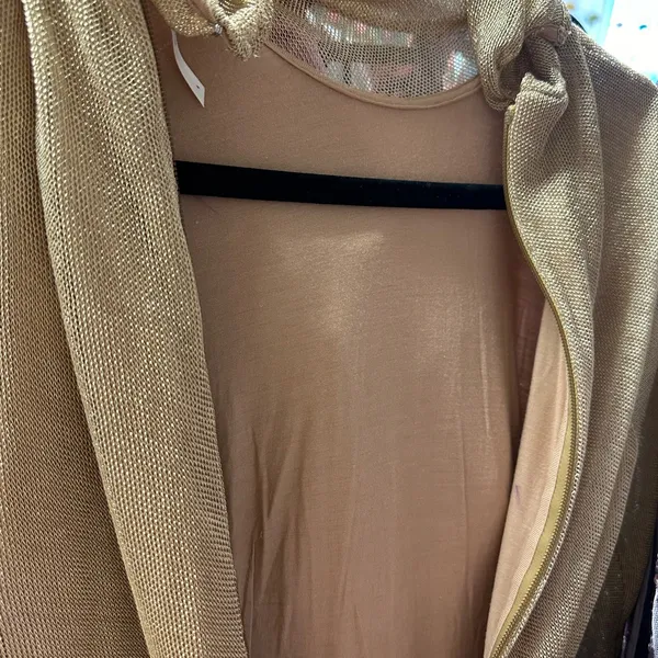 Free People Ruched Long Sleeve Metallic Gold Mini Dress Size 4 - Image 6