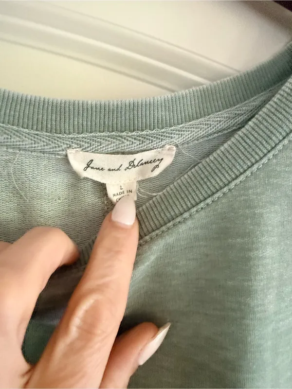 Jane and Delancey Pale Sage Green Crewneck Sweatshirt - Image 3