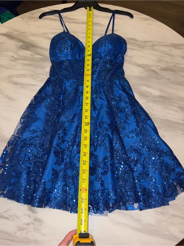 NWT Blondie Nites Womens Size 3 Royal Blue Sequin Corset Lace Up Party Dress - Image 3