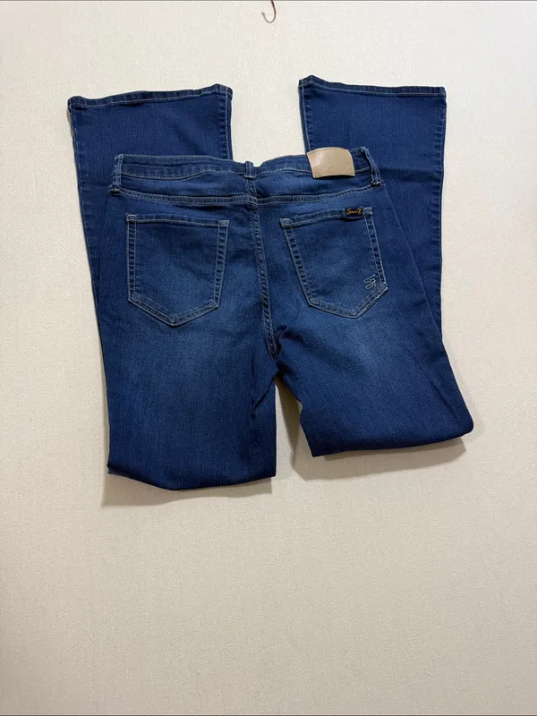 Seven7 Deep Blue Flare Wide-Leg Jeans - Image 2