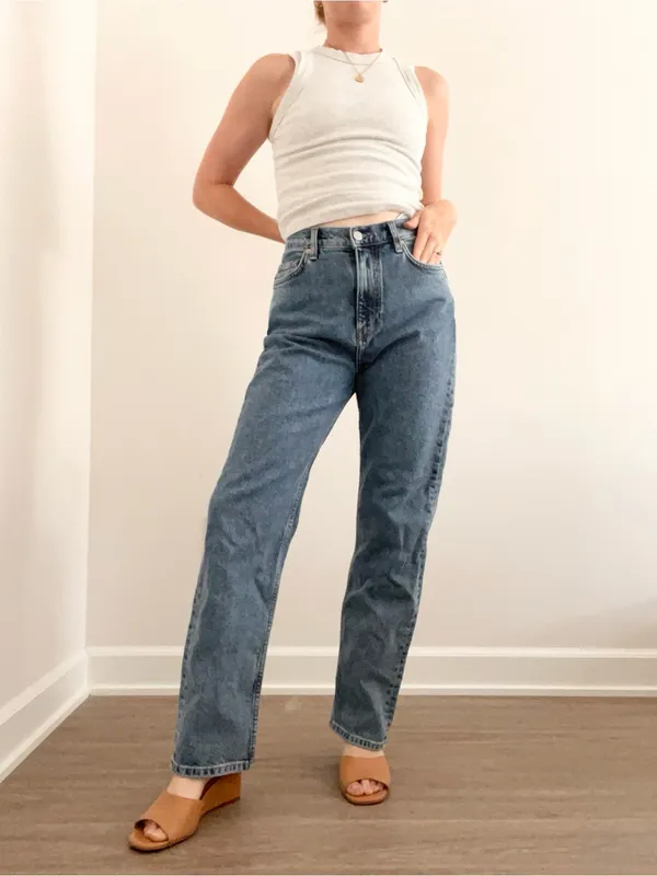 & Other Stories High-Rise Straight-Leg Jeans in Washed Blue - Image 2