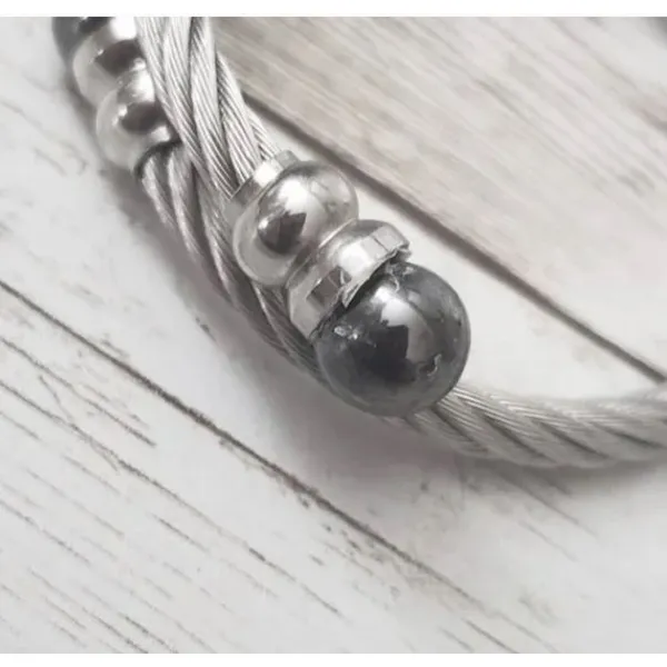 Vintage Bracelet / Bangle Silver Tone Wire Design - Image 5