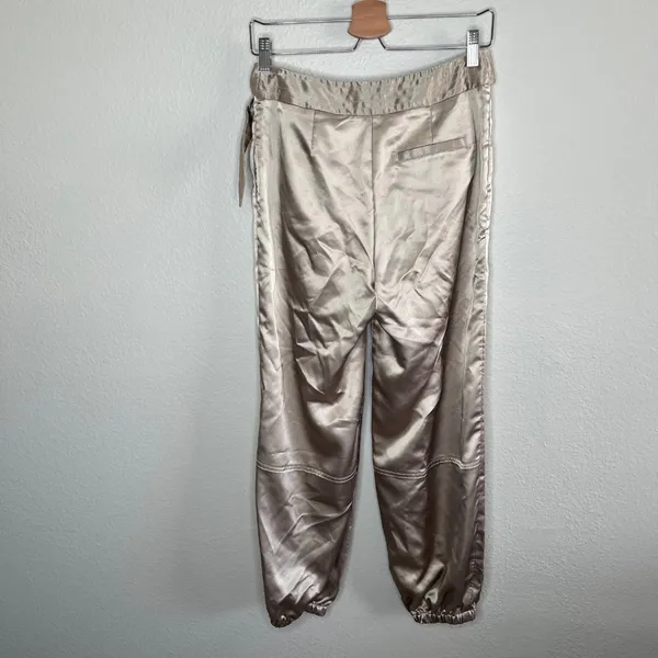 Maeve By Anthropologie Champagne Satin Jogger Dress Pants Size 2 metallic - Image 9