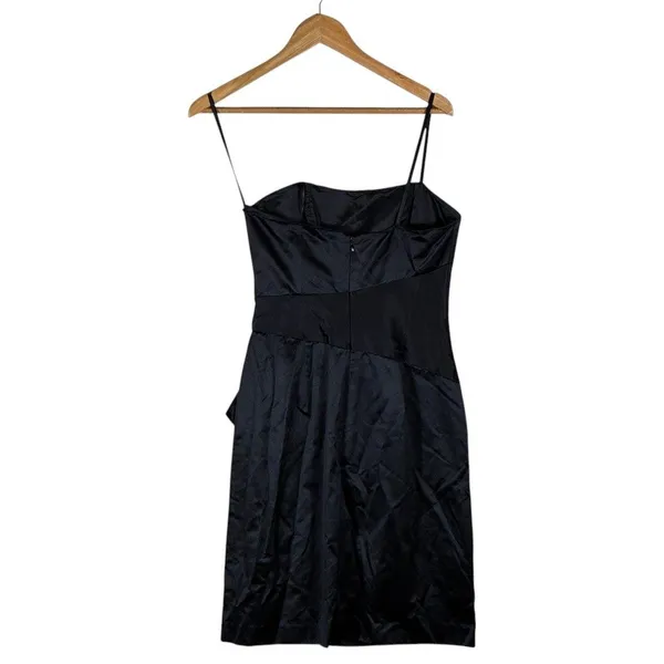 Max and Cleo Pleated‎ Bow Sateen Sheath Cocktail Dress Black Chic Size 6 - Image 5