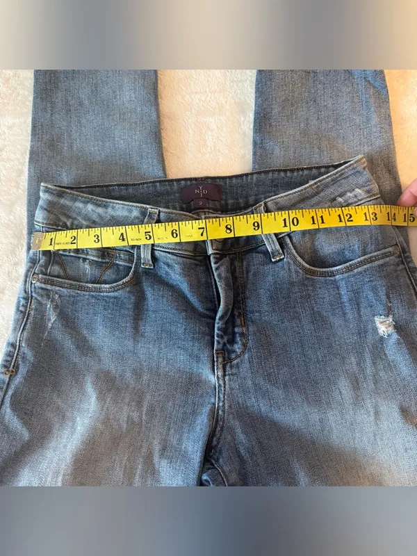 NYDJ (Not Your Daughter's Jeans) Marilyn Blue Distressed Skinny Jeans Size 2 - Image 5