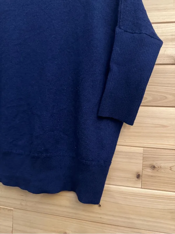 By Anthropologie Small Navy Blue Elbow Sleeve Wool Blend Pullover Sweater - Image 4