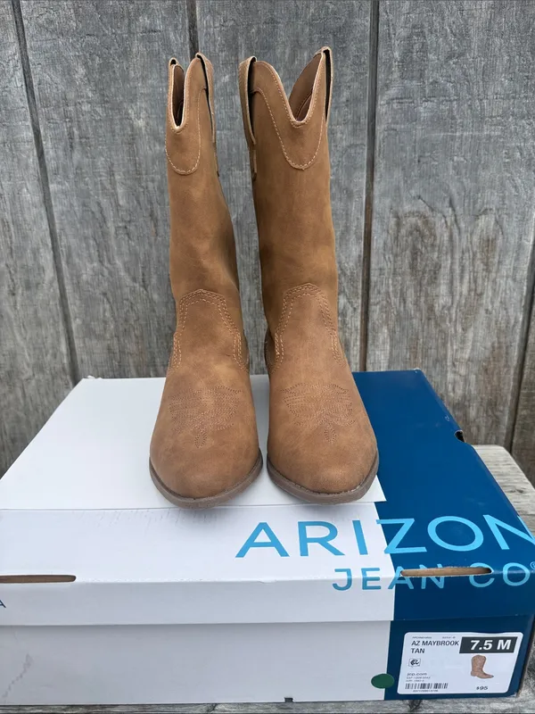 Arizona Maybrook Tan Brown Womans Western Cowboy Boots Size 7.5 Coatal Cowgirl - Image 4