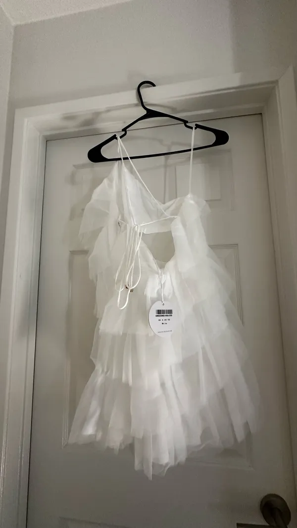 Selfie Leslie Dress White One-Shoulder - Image 2