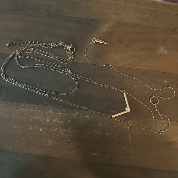 Dainty gold tone multi strand layered Y necklace - Image 3