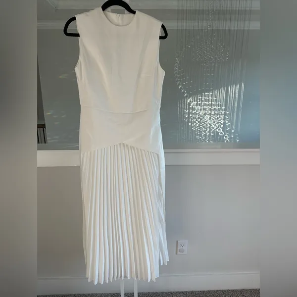 Commense White Dress with Pleated Front - Image 5