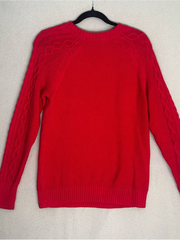 GAP Red Cable-Knit Crew Sweater - Image 4
