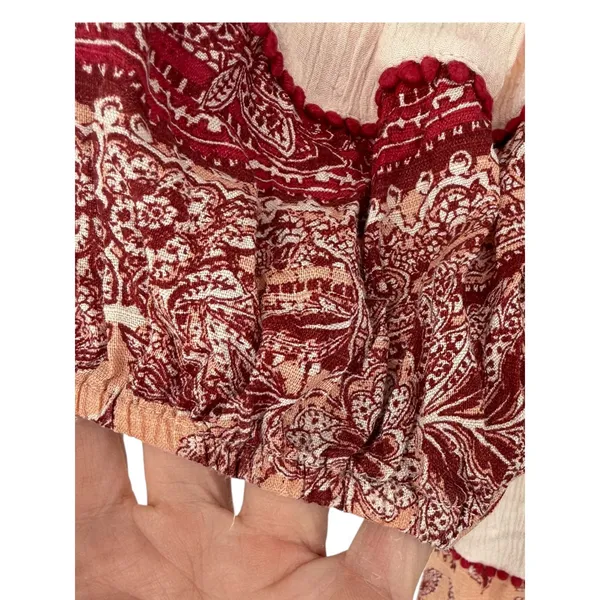 Free People Women's My Love Mini Dress Pink Size XS Boho Pom Pom Balloon Sleeves - Image 11