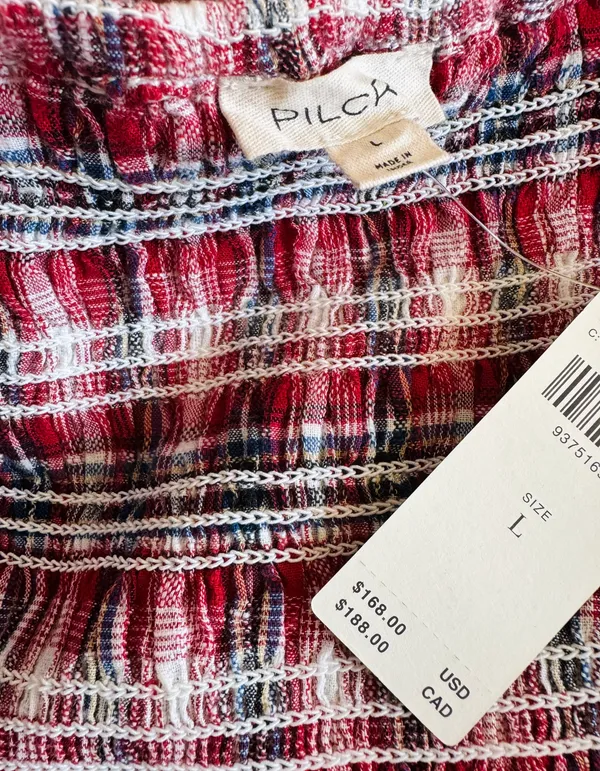 Pilcro Smocked Plaid Mini Dress, Size L - Image 16