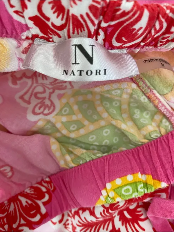 Natori Asian Motif Bright Pink Floral Lounge pajama pants size medium - Image 5