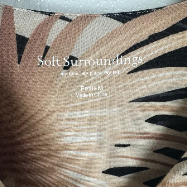 Soft Surroundings Palm Print Maxi Dress Medium Petite‎ MP Vacation Beach Cruise - Image 5