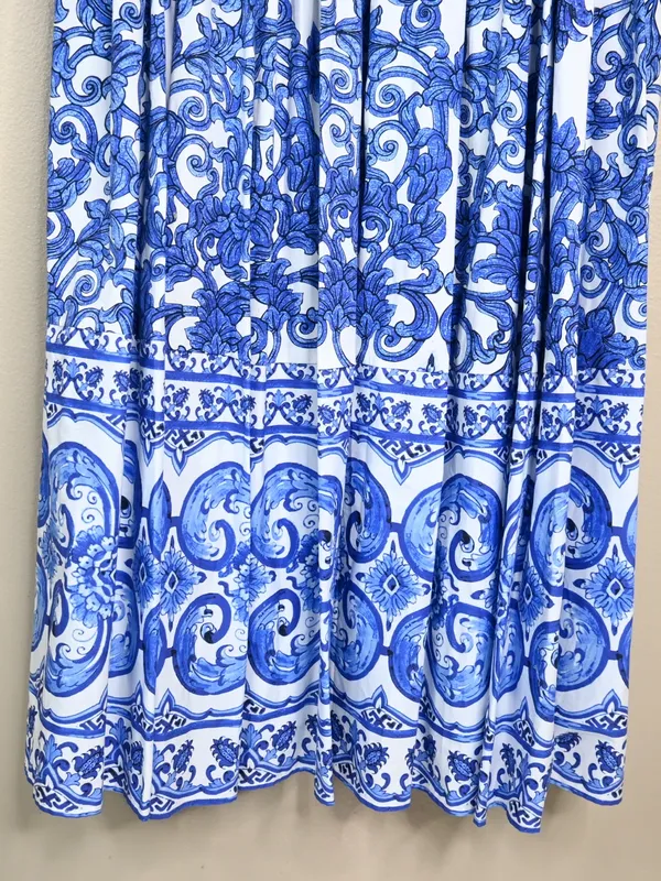 Antonia Melani Women's 8 Gabriela Printed Cotton Poplin Lined Midi Dress - Image 8