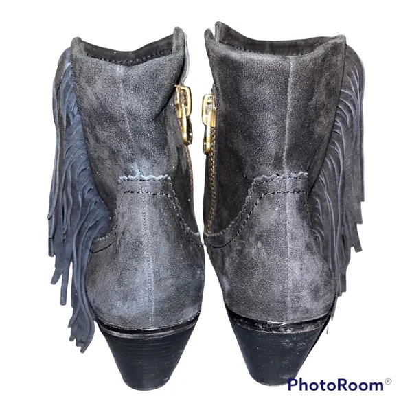 Sam Edelman Black Suede Fringe Louie Booties - Image 4