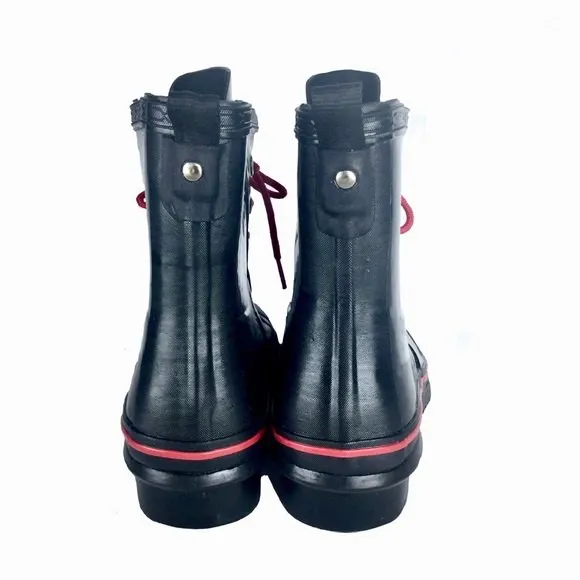 Skechers Womens Lace-Up Waterproof Combat Boots Black Red Ankle Rain Boot Shoes - Image 5