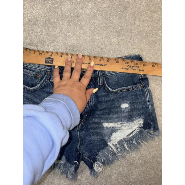 We The Free people Micro Shorts Womens 25 Blue Cut Off Fringe Button Fly - Image 8