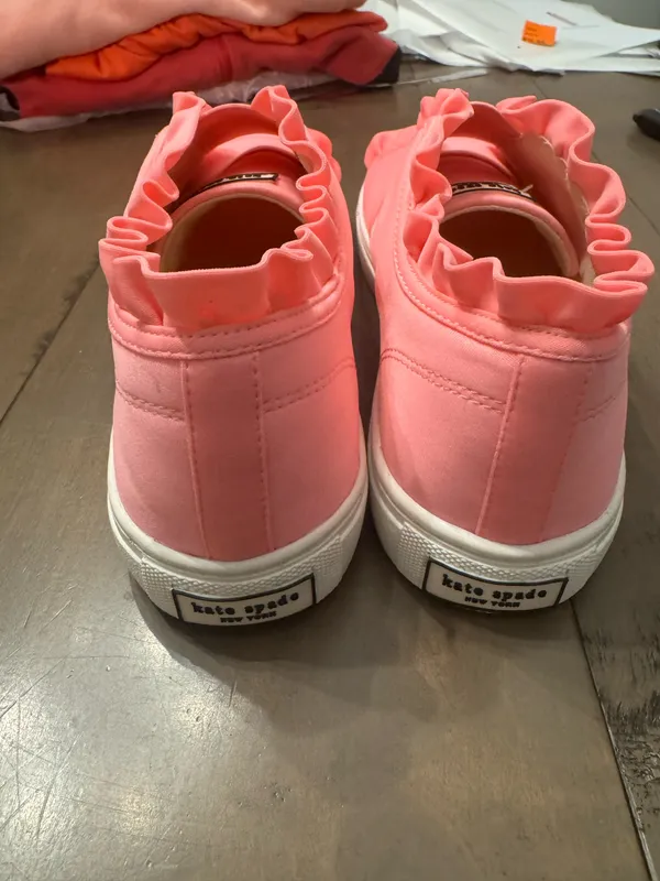 Kate Spade Size 7.5 Lance Pink Ruffle Slip-On Sneakers Tennis Shoes - Image 5