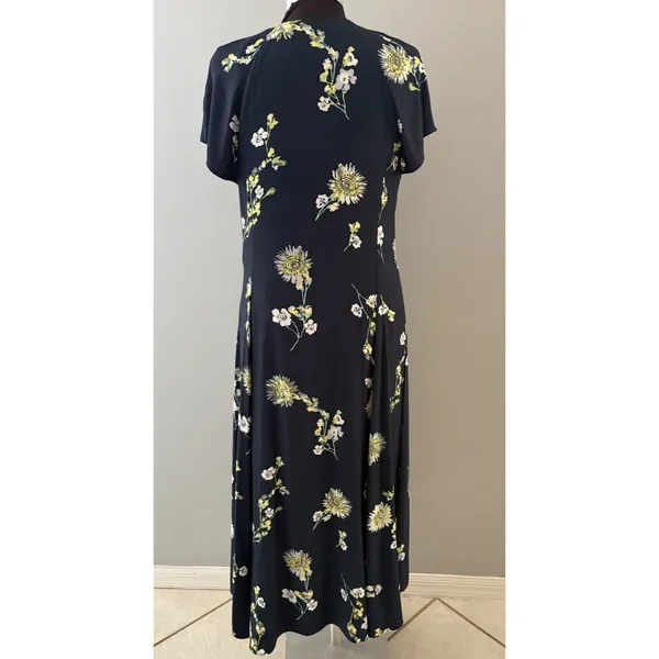 Free People Lost in You Navy Floral Midi Dress Hi Low Size M Western Romantic - Image 2