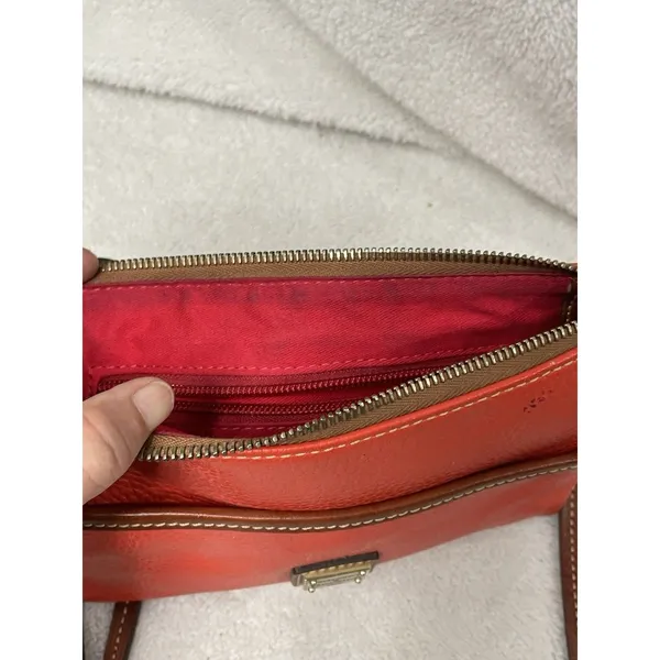 Dooney & Bourke Ginger Pouchette Crossbody Pebble Leather RED/ORANGE - Image 7