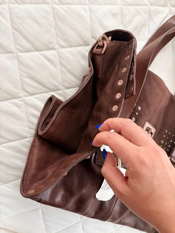 Free People We The Free Shay Brown Leather Studded Tote Bag Boho Western Crossbody SOLD OUT - Image 7