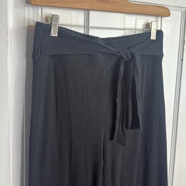 Aerie Ribbed Bootcut Lounge Pants with Tie Waist Black W1179 Sz M - Image 2