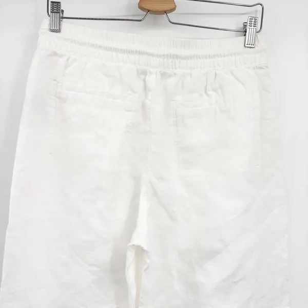 Athleta Womens Retreat Linen Wide Leg Coastal Minimalist Beachy White Pants S - Image 7
