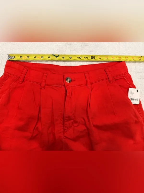 Free People Red High-Waist Pleated Shorts - Image 8