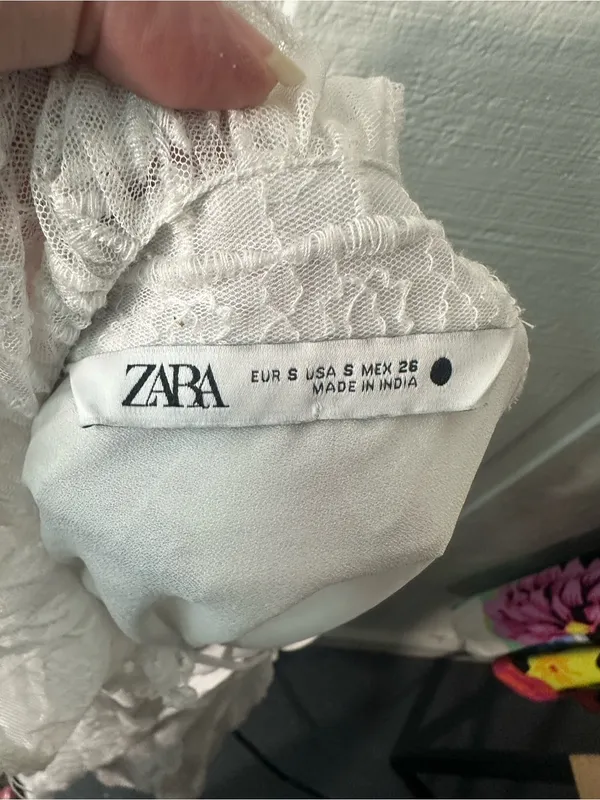 Zara White Lace Overlay Dress Size Small EUC - Image 13