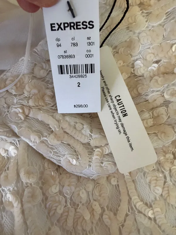 NWT express bridal ivory sequin embellished midi dress size 2 - Image 6
