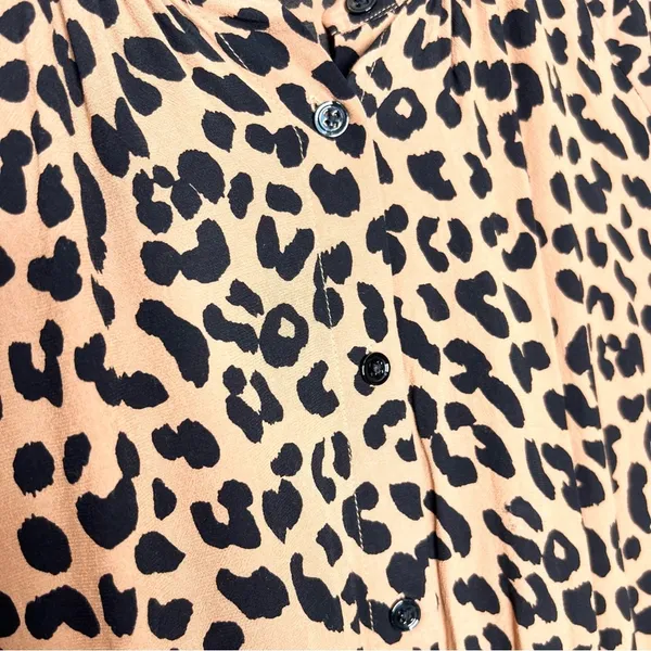 Rails Bella Jaguar Long Sleeve Leopard Print Shirt Dress Tie Waist Size Medium - Image 9