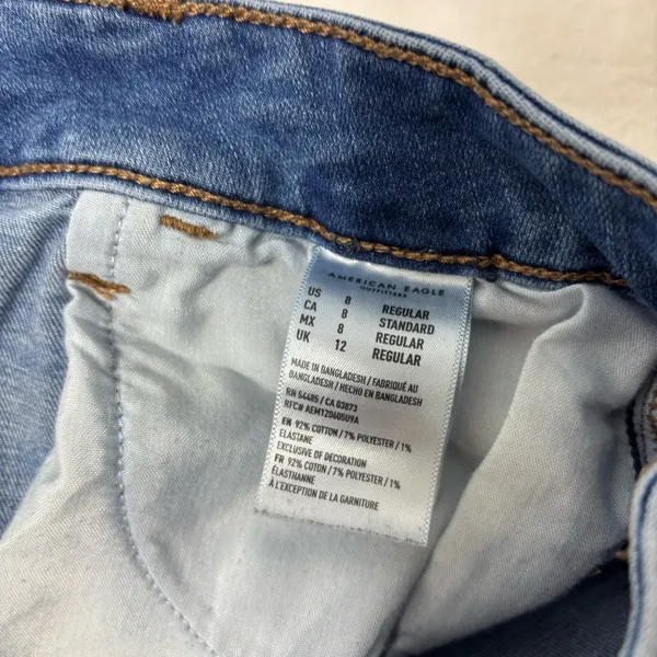 American Eagle‎ Outfitters Ripped Blue Skinny Jeans size 8 Regular - Image 5