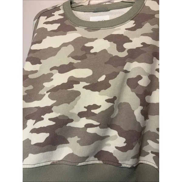 Aerie Cropped Boxy Green Camo Long Sleeve Crew Neck Pullover Sweater Size S - Image 5
