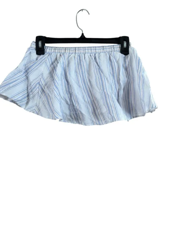 Women's Olive Scent White & Blue Striped Mini Skirt M - Image 2