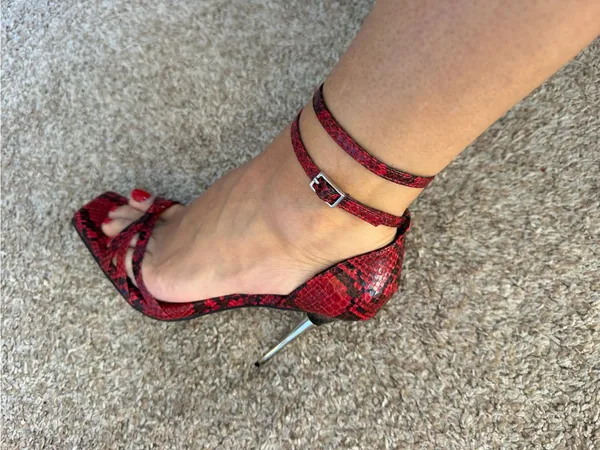 ASOS Red Snakeskin Ankle-Strap Stiletto metal heel heeled a sandals‎ US 7 - Image 11