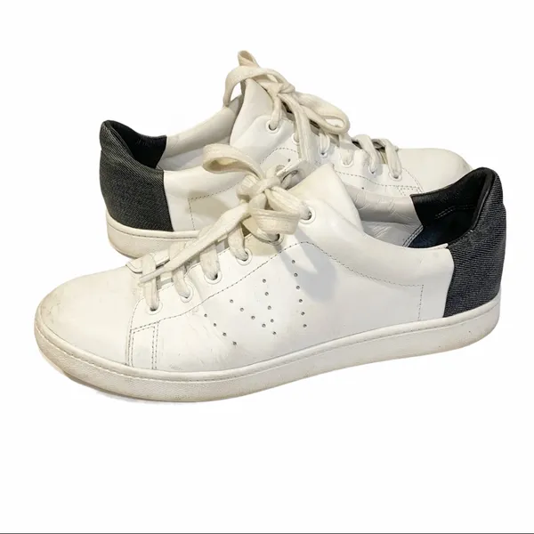 Vince Womens Size 7 White Leather‎ Varin Mixed Media Low Top Fashion Sneakers - Image 2