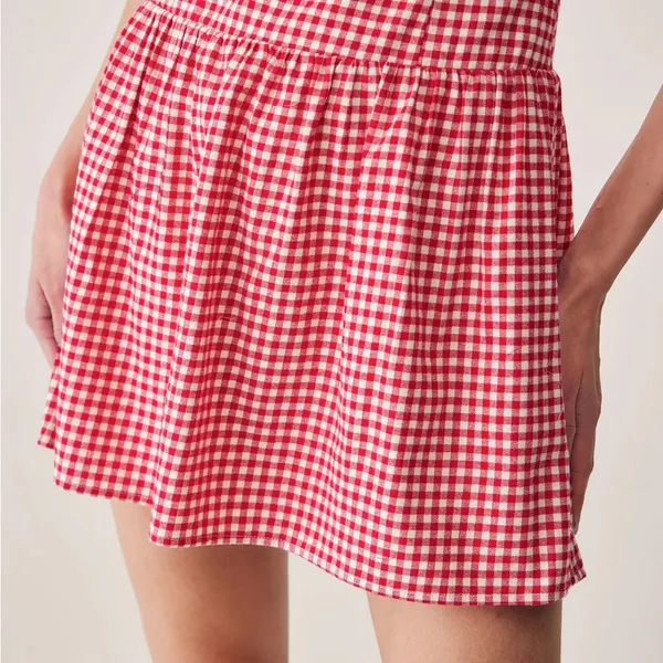 Rihoas Red Plaid Sweetheart Neck Slip Mini Dress - Image 4