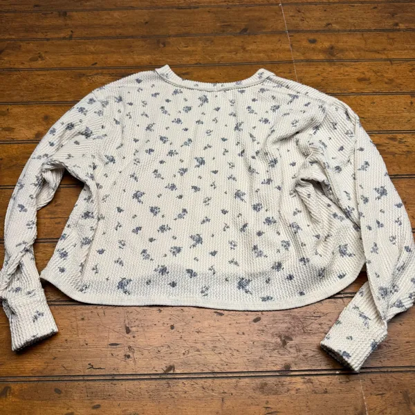 Originality Floral Print Textured Knit Cropped Long‎ Sleeve Sweater Top Size S - Image 5