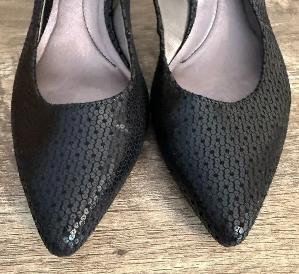 Life Stride Black Slingback Heels Shoes Women’s Size 8.5 Flower Pattern Office - Image 4
