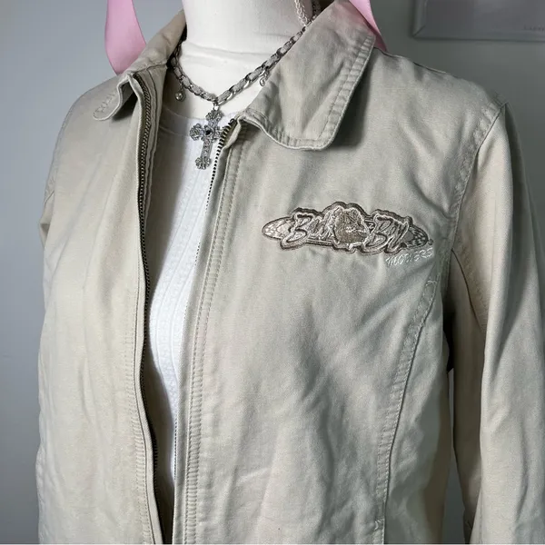 American Vintage Y2K Cream Zip Detroit Jacket Utility Barn Chore Collared‎ Jacket Womens Medium - Image 3