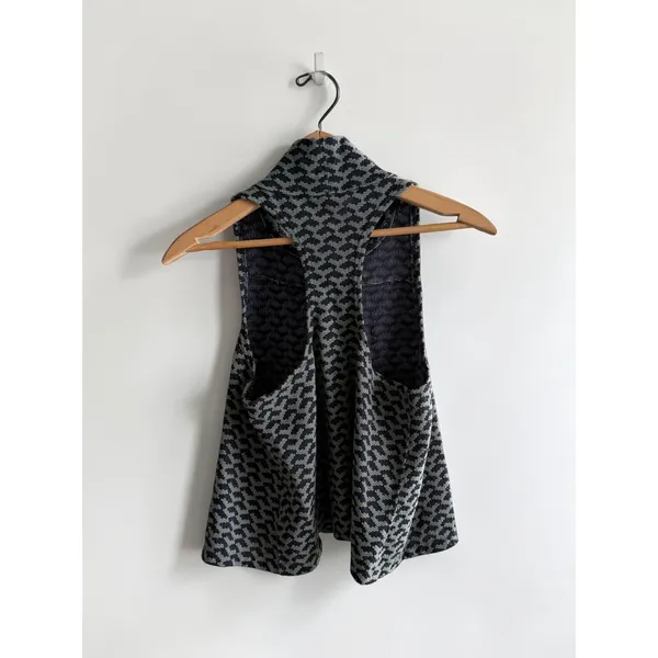 We The Free Free People Cowl Neck Racerback Knit Top Green Black Geometric Small - Image 2