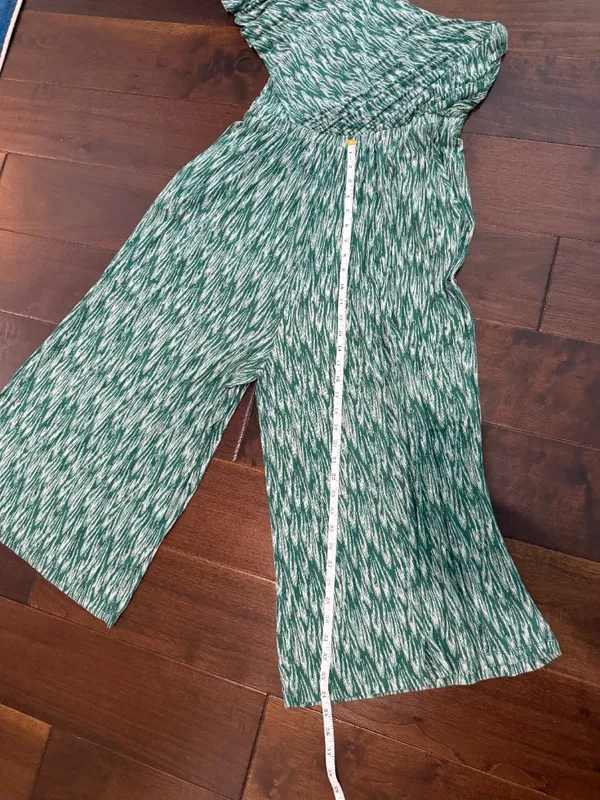 Anthropologie Maeve Jamie Wide Leg Jumpsuit Green Print Size Medium - Image 7