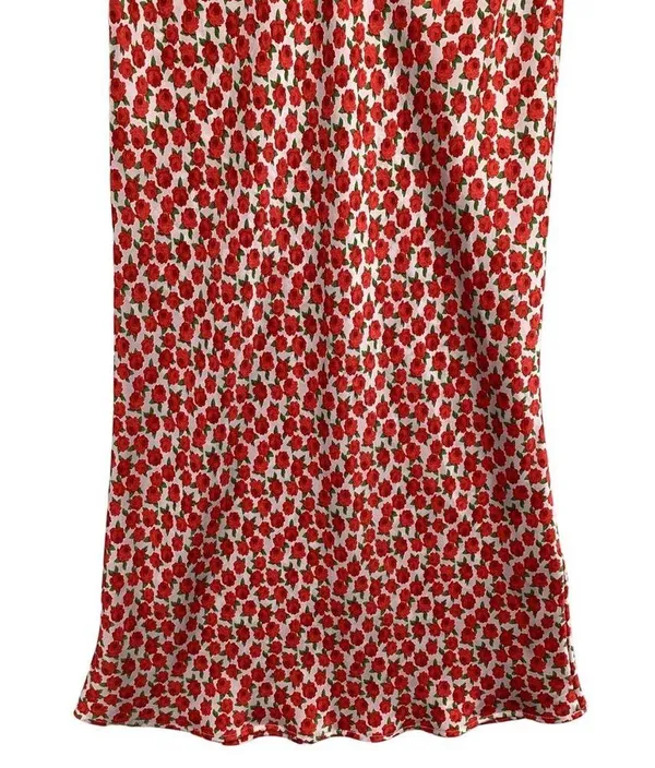 Topshop Womens Maxi Skirt SIze‎ 2 Red Floral Print Long Satin Full Length - Image 6