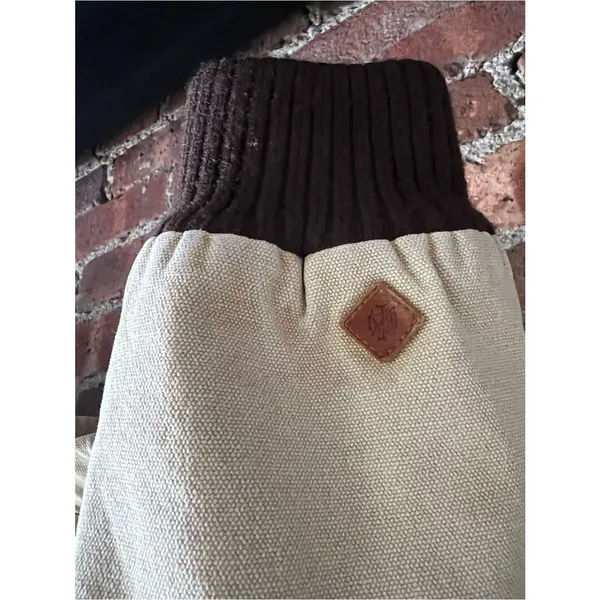 Obey Cream Canvas Bomber Jacket Corduroy Collar Brown Lining Short Women’s Sz M - Image 7