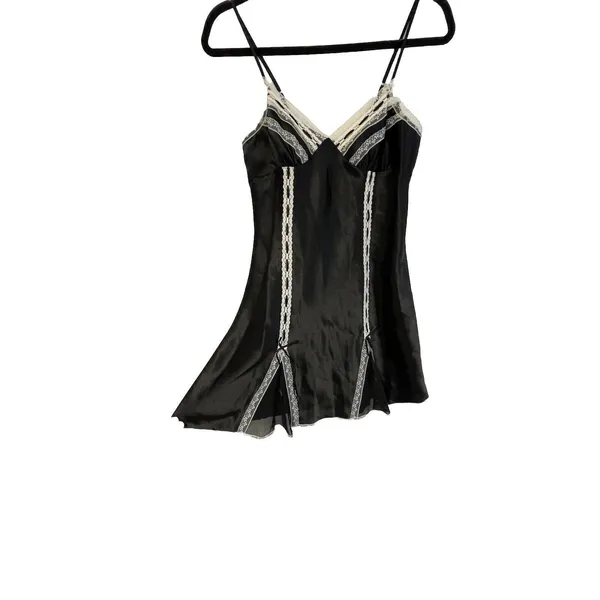 Vintage Y2K Morgan‎ Taylor Fantasies white& Black Babydoll Slip Dress S Tuxedo - Image 2