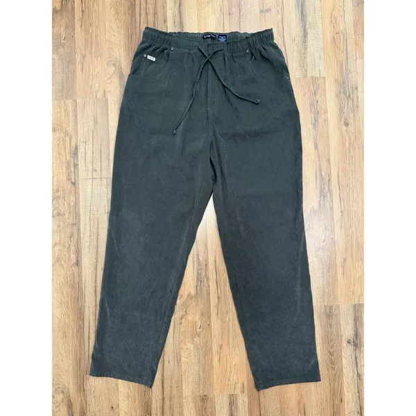Blassport Stretch Pull On Pants Women's 12 Olive Green Drawstring Straight Leg - Image 3